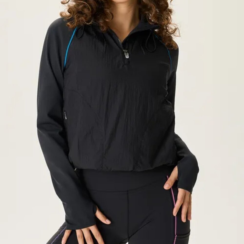 NWT Outdoor Voices FrostKnit Hooded Black Rainbow Running Jacket